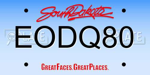 EODQ80 South Dakota License Plate