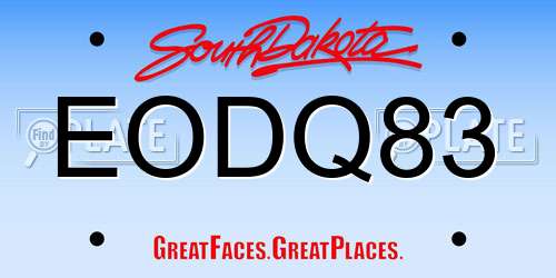 EODQ83 South Dakota License Plate