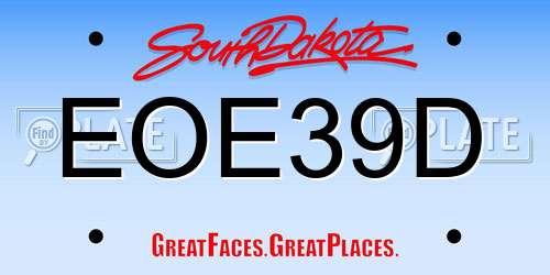 EOE39D South Dakota License Plate