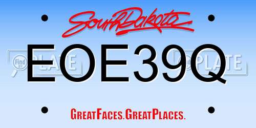 EOE39Q South Dakota License Plate
