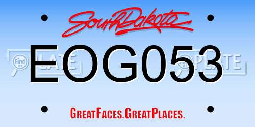 EOG053 South Dakota License Plate