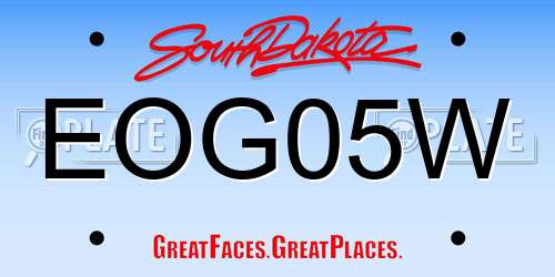 EOG05W South Dakota License Plate