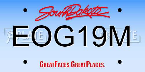 EOG19M South Dakota License Plate
