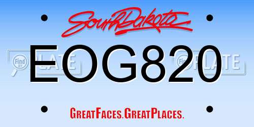 EOG820 South Dakota License Plate