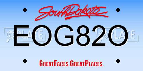 EOG82O South Dakota License Plate