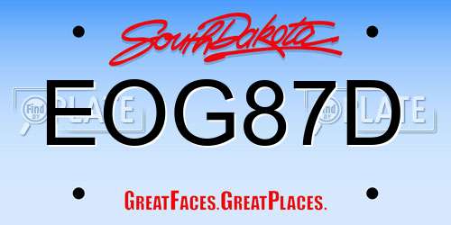 EOG87D South Dakota License Plate