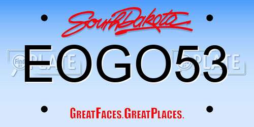 EOGO53 South Dakota License Plate