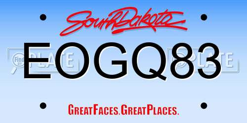 EOGQ83 South Dakota License Plate