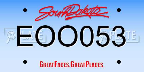 EOO053 South Dakota License Plate