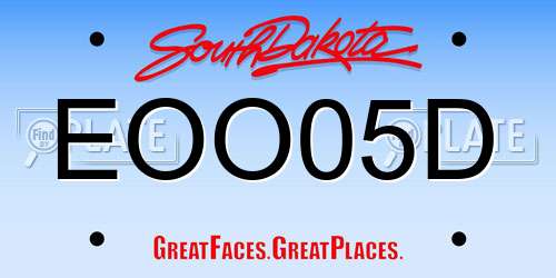 EOO05D South Dakota License Plate