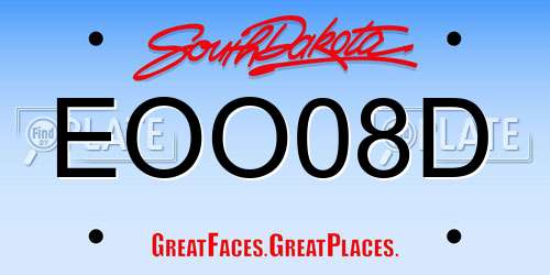 EOO08D South Dakota License Plate