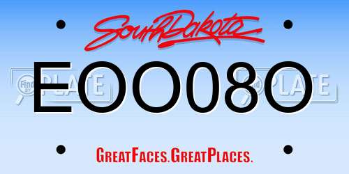EOO08O South Dakota License Plate