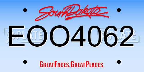 EOO4062 South Dakota License Plate