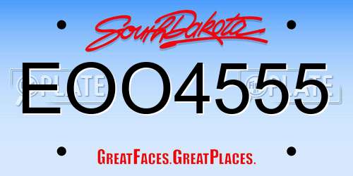 EOO4555 South Dakota License Plate