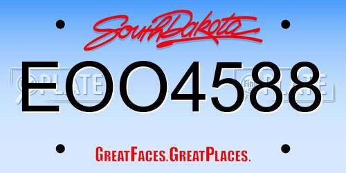 EOO4588 South Dakota License Plate