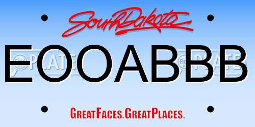 EOOABBB South Dakota License Plate