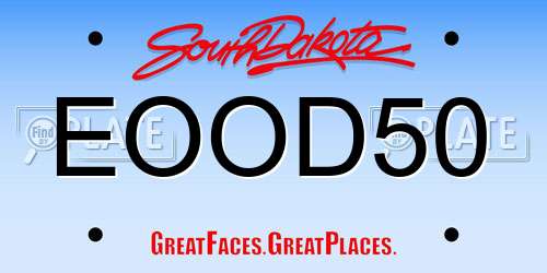 EOOD50 South Dakota License Plate