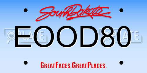 EOOD80 South Dakota License Plate
