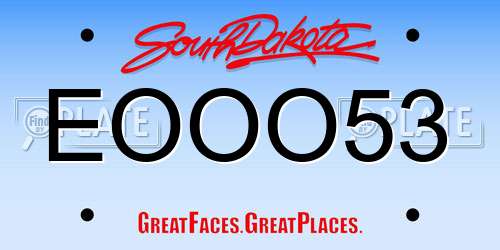 EOOO53 South Dakota License Plate