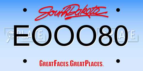 EOOO80 South Dakota License Plate