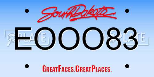 EOOO83 South Dakota License Plate