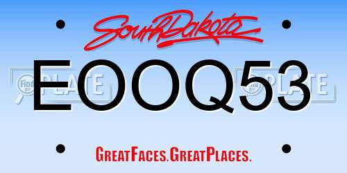 EOOQ53 South Dakota License Plate