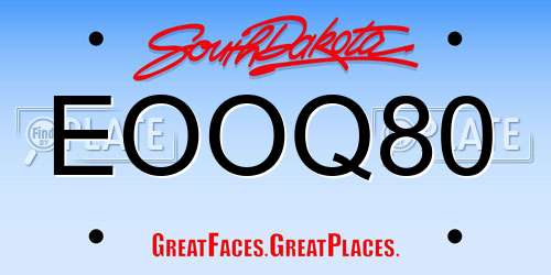 EOOQ80 South Dakota License Plate