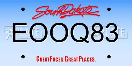 EOOQ83 South Dakota License Plate