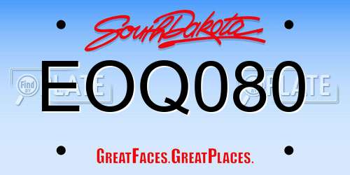 EOQ080 South Dakota License Plate