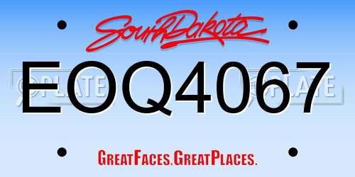 EOQ4067 South Dakota License Plate