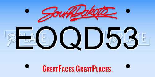 EOQD53 South Dakota License Plate