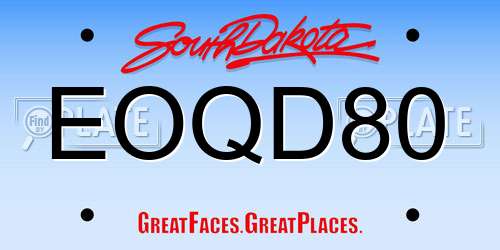 EOQD80 South Dakota License Plate