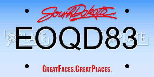 EOQD83 South Dakota License Plate