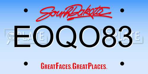 EOQO83 South Dakota License Plate