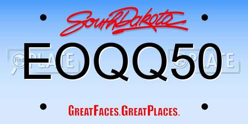 EOQQ50 South Dakota License Plate