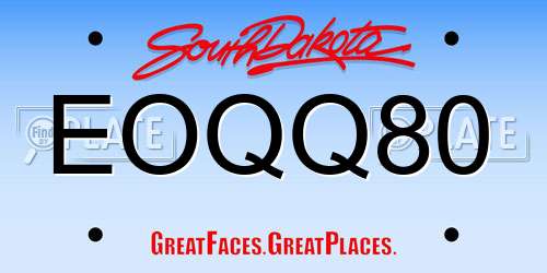 EOQQ80 South Dakota License Plate