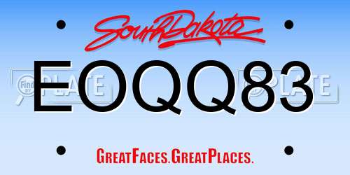 EOQQ83 South Dakota License Plate