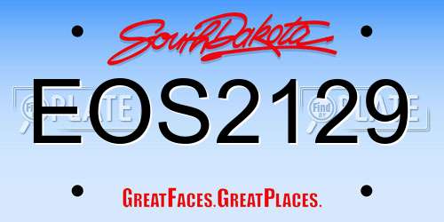 EOS2129 South Dakota License Plate