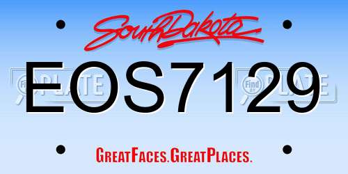 EOS7129 South Dakota License Plate