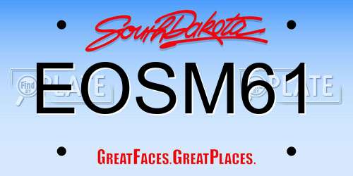 EOSM61 South Dakota License Plate