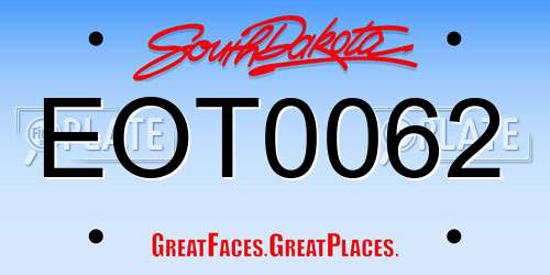 EOT0062 South Dakota License Plate
