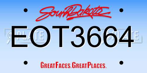 EOT3664 South Dakota License Plate