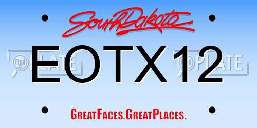 EOTX12 South Dakota License Plate