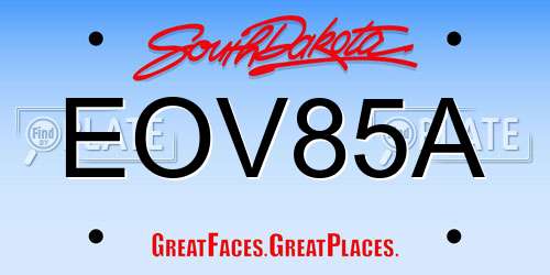 EOV85A South Dakota License Plate