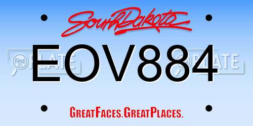 EOV884 South Dakota License Plate