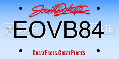 EOVB84 South Dakota License Plate