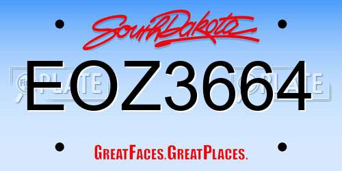 EOZ3664 South Dakota License Plate