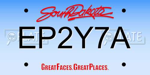 EP2Y7A South Dakota License Plate