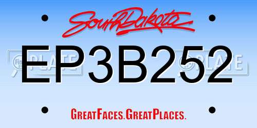 EP3B252 South Dakota License Plate