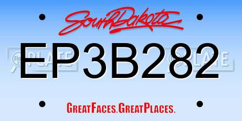 EP3B282 South Dakota License Plate